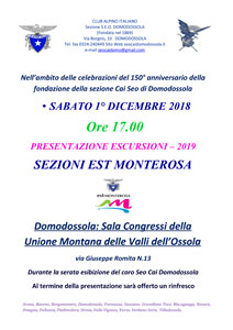 Presentazione Programma escursionistico 2019 del Club Alpino Italiano Sezioni Est Monte Rosa