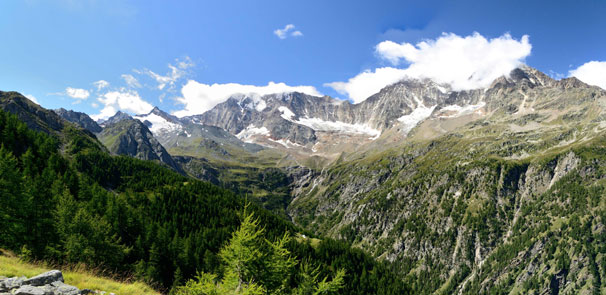 CAI Verbano: Escursione a Gabi - Furggu - Laggintal - Gabi (Sempione – Svizzera): da sinistra Weissmies, Lagginhorn e Fletschhorn.