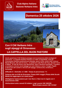 CAI Verbano: sugli alpeggi di Ornavasso, la Cappella del Buon Pastore - 25 ottobre 2026
