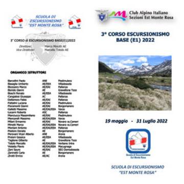 Scuola di Escursionismo Est Monte Rosa: 3° Corso Escursionismo Base ( E1) - 19 maggio - 31 luglio 2022